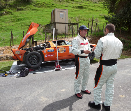 Steve Millen Kyle Millen Strategizing at the Ford GT Targa Rally