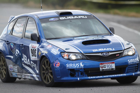 Subaru Impreza STi at Targa Newfoundland that crashed during prologue and rebuilt to race. 