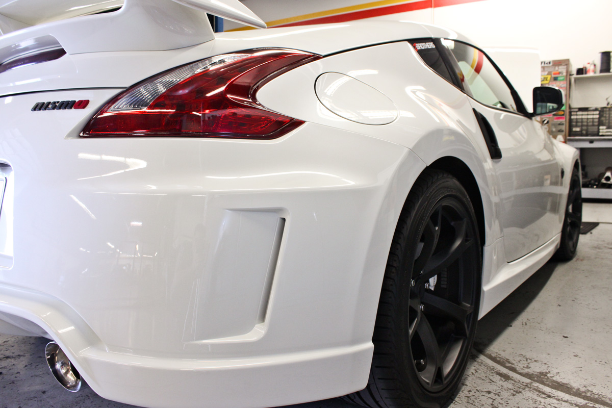 White 370Z Nismo Rear Angle