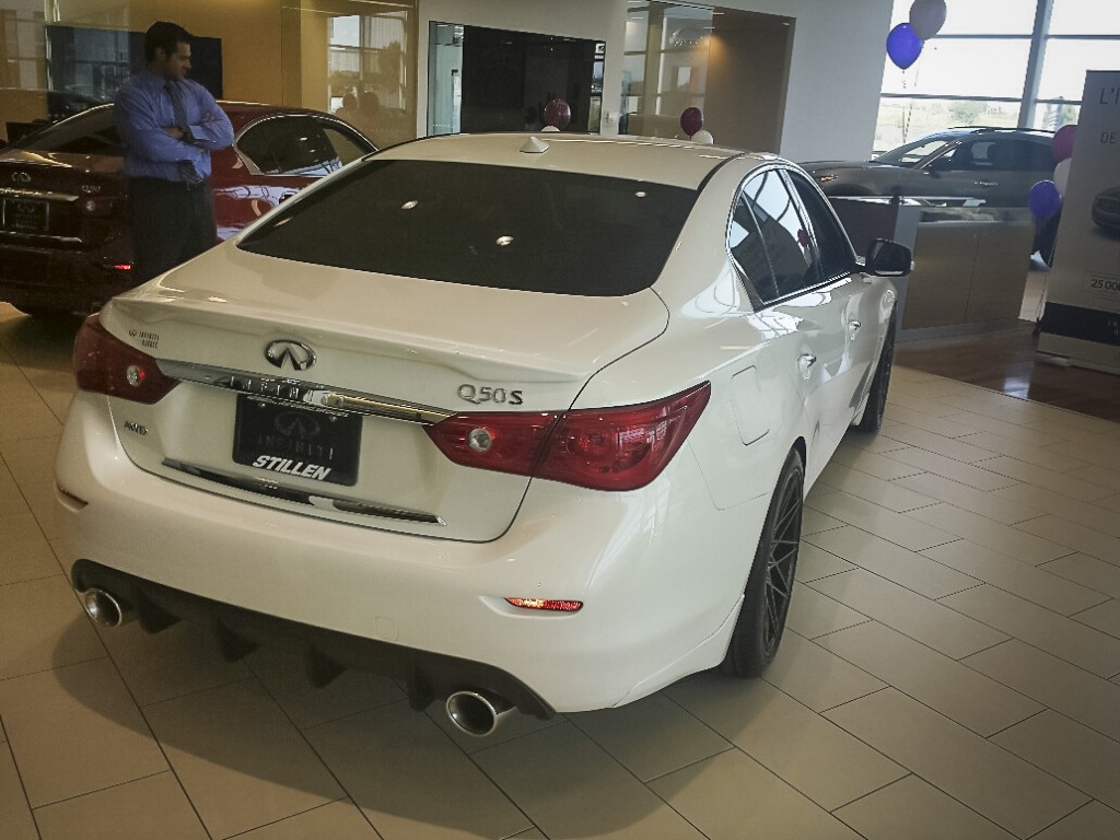 Roof Wing, diffuser, and Cat-Back Exhaust on Infiniti Q50