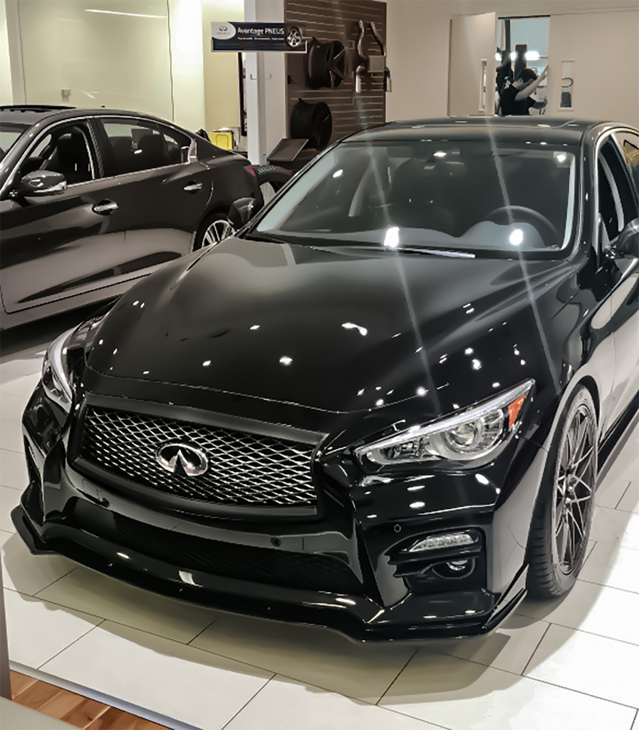 Fully Loaded Q50S with STILLEN Cat-Back Exhaust, Front Splitter, Rear Diffuser, Side Skirts, Roof Wing and RS-R Lowering Springs
