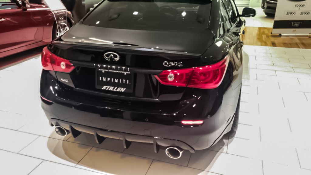 Q50S with STILLEN Rear Diffuser, Roof Wing and Cat-Back Exhaust available at Infiniti Quebec
