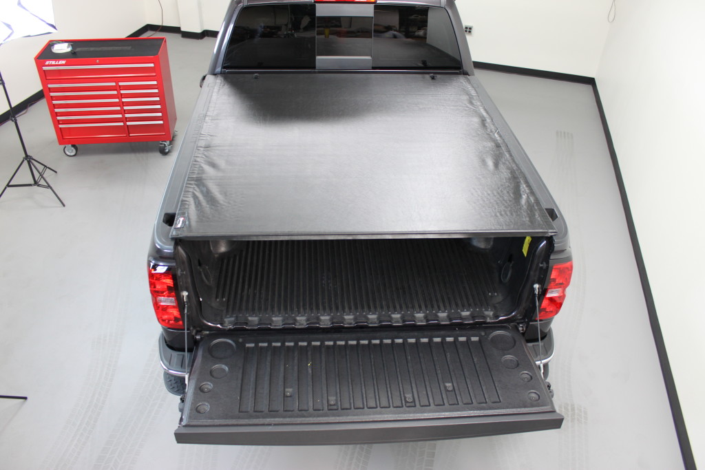 Extang Revolution Tonneau Cover Rolled Closed on a Chevy Silverado