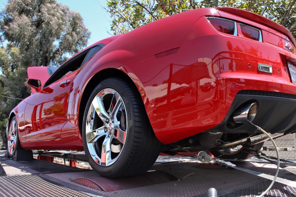 Supercharged Camaro SS on Dyno Rear