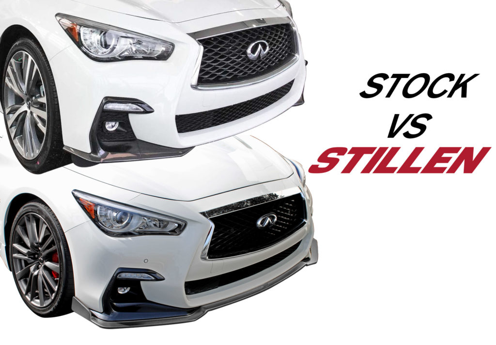 06_2018_Infitniti_Q50_STILLEN_Spliter_Front_3_4v4_WHITE_vs_stock